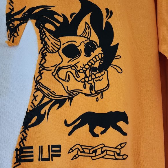 NWT Just Cavalli orange/cream cotton tattoo print Sweatshirt Sz S - Picture 7 of 13